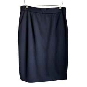 Les Copains Navy Wool Pencil Skirt Lined Made in Italy Sz 44